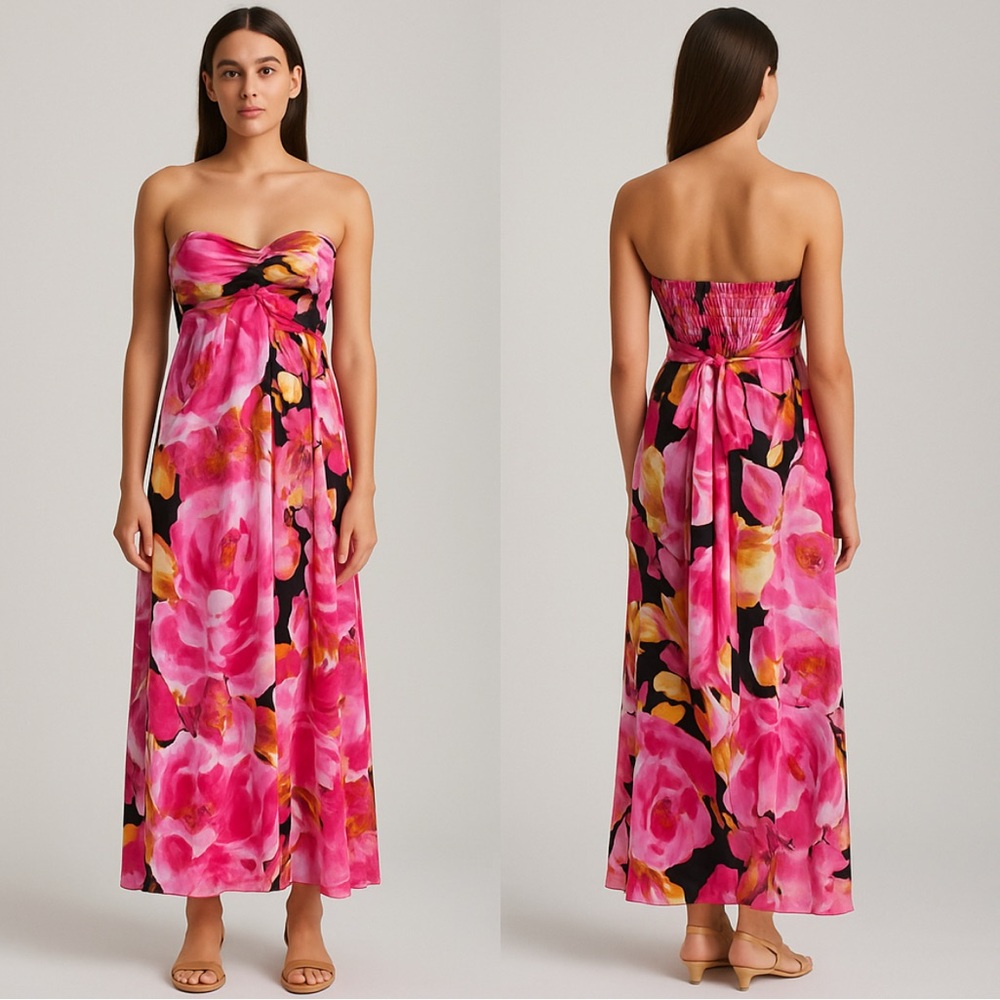 Xhilaration Strapless Dress - Vibrant Pink and Black